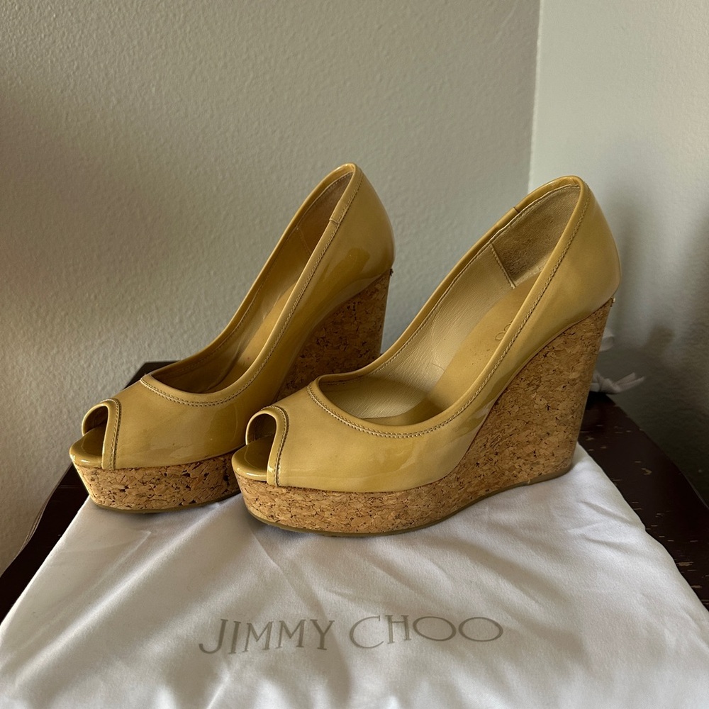 Jimmy Choo Yellow Wedge Sandals